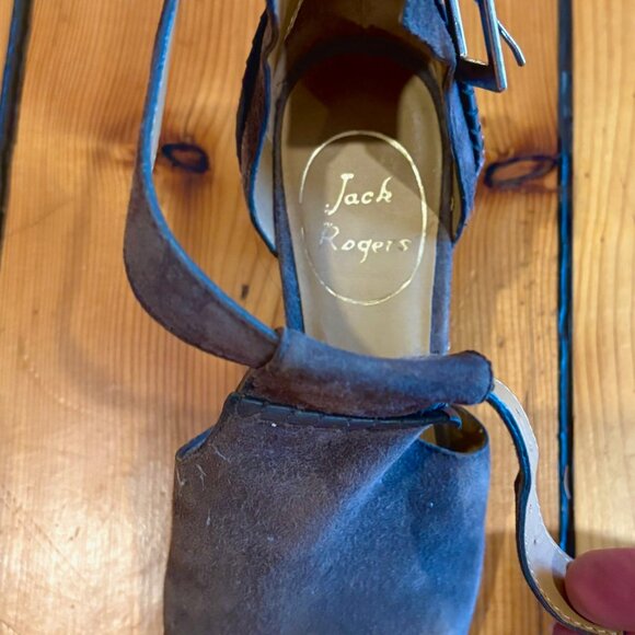 Jack Rogers Gray Taupe Suede Peep Toe Open Booties, size 7 - Picture 9 of 9